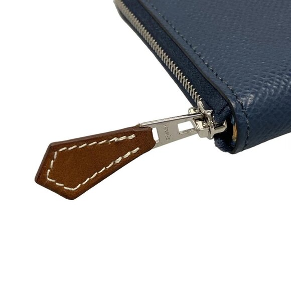 HERMES Azap Compact Silkin - Blue de Presse Veau Epsom B Coin Case 810-070725 - Picture 7 of 11